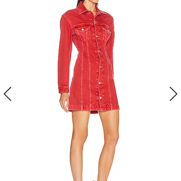 Helmut Lang Femme Trucker Denim Mini
Shirt Dress In Oxidized Red size S - Picture 4 of 6